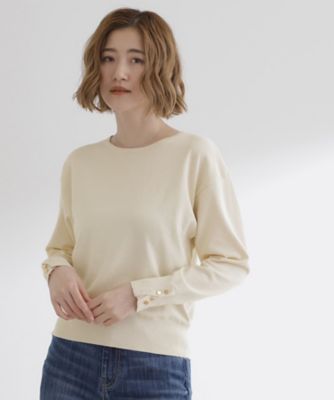 ON／OFF毎日使える！袖口ボタンドロップショルダーニット