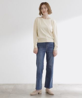 ON／OFF毎日使える！袖口ボタンドロップショルダーニット