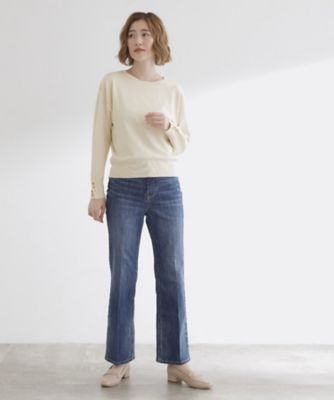 イタリア製 Chloe カシミア ブレンド ドロップショルダー ダイヤ ニット ON／OFF毎日使える！袖口ボタンドロップショルダーニット