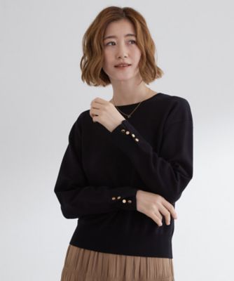 GROVE (Women)/グローブ ON/OFF毎日使える!袖口ボタンドロップショルダーニット(2002541826) クロ019 トップス【三越伊勢丹/公式】