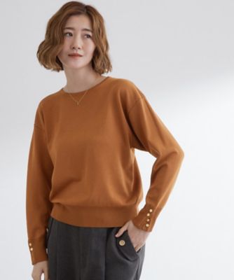 ON／OFF毎日使える！袖口ボタンドロップショルダーニット