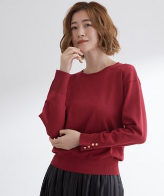 GROVE (Women)/グローブ ON/OFF毎日使える!袖口ボタンドロップショルダーニット(2002541826) アカ064 トップス【三越伊勢丹/公式】