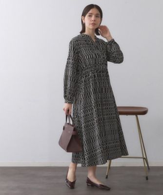 OPAQUE.CLIP (Women)/オペークドットクリップ チェーンプリントフィット & フレアワンピース【洗濯機洗い可〉(2002542088) クロ119 ワンピース・ドレス【三越伊勢丹/公式】