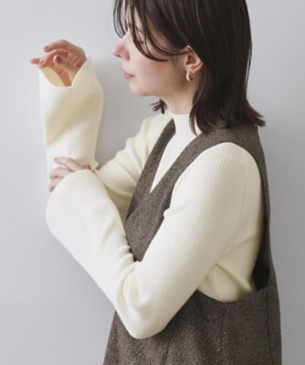 リコ ツインセット》ベスト×リブニット【洗濯機OK