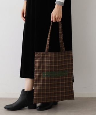 WOVEN 黒白チェック トートバッグ チェックトートバッグ（2002542392） | Dessin (Women