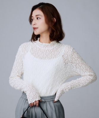 レイヤード／重ね着におすすめ】レースハイネックプルオーバー 