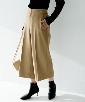 ウール100％／ウエスト後ろゴム】 クロップドワイドパンツ