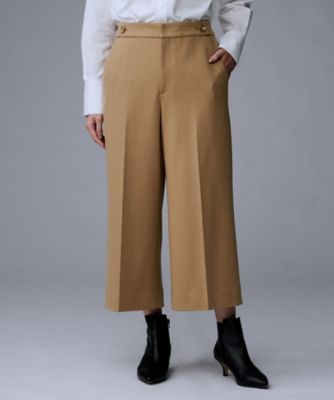 ウール100％／ウエスト後ろゴム】 クロップドワイドパンツ