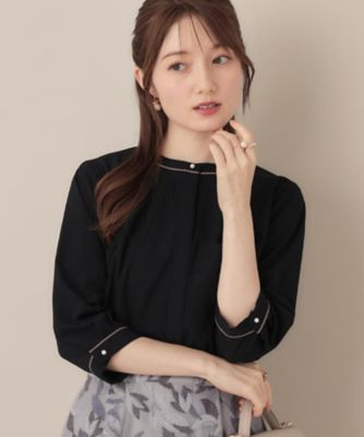 6分袖・通勤】配色ジョーゼットブラウス（2002543467