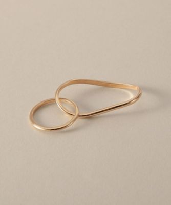 K10ウェーブラインダブルフィンガー リング