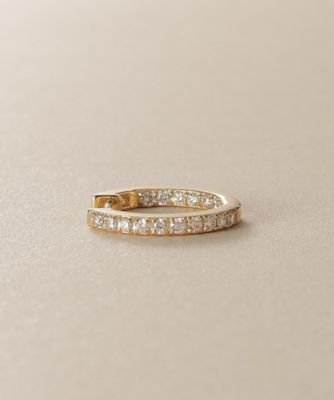 K10ダイヤモンド インサイドダイヤ 中折れピアス