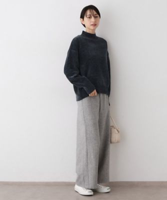 洗える】ハイネックベロアモールニット（2002543594