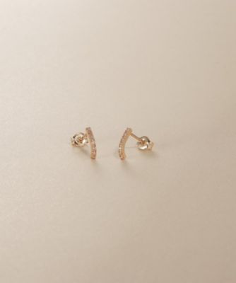 ＜COCOSHNIK (Women)＞Ｋ１０ダイヤモンド　カーブライン　スタッドピアス（２００２５４３５９５）