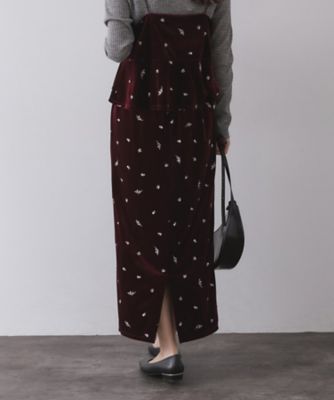 ベロアナロースカート／セットアップ対応可【洗濯機OK