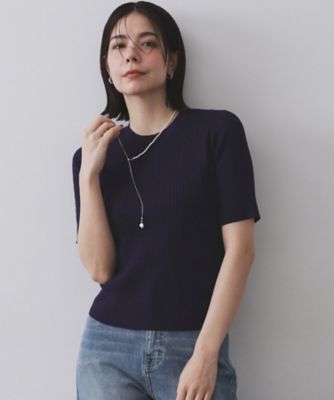 新品未使用タグ付★完売カラー★ELLIEハーフスリーブカラーニット【BLACK】 Loungedress 新品 ハーフスリーブニットプルオーバー ブラック