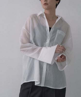 ＜GALLEST (Women)＞ワイドカフスシアーストライプシャツ／秋服／シアーシャツ（２００２５４３７６６）