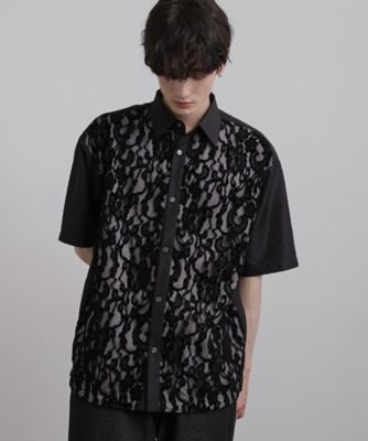 この夏大注目！】シャドウフラワーレースデザインシャツ／半袖／夏服 
