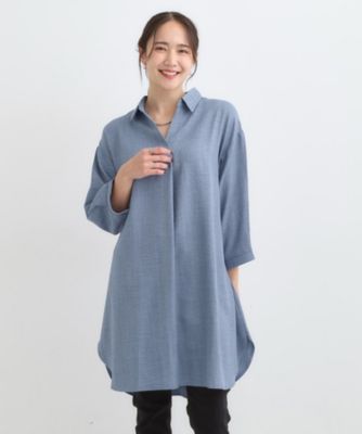 45R ラミーカノコチュニック 白 ゆったり 日本製 麻鹿の子生地 コットン100％日本製UV鹿の子チュニック｜くらしと生協