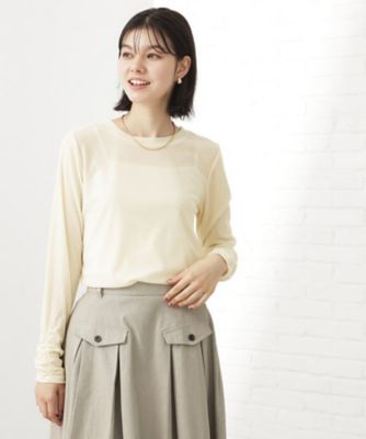 ＜THE SHOP TK (Women)＞【程よいシアー感】ベロア袖クシュプルオーバー（２００２５４４２１２）