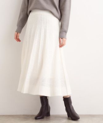 ＜GROVE (Women)＞【石川梨華さん着用】レース柄ジャカードプリーツ風ニットスカート【ＳＥＴ　ＵＰ対応】（２００２５４４２３０）