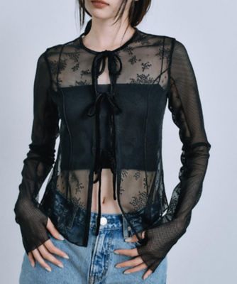tulle lace ribbon blouse