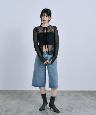 tulle lace ribbon blouse