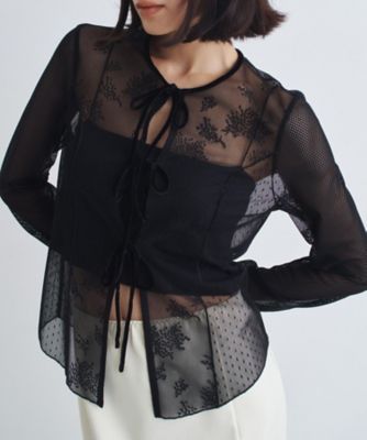 tulle lace ribbon blouse