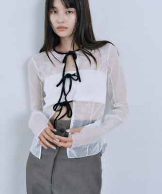 tulle lace ribbon blouse