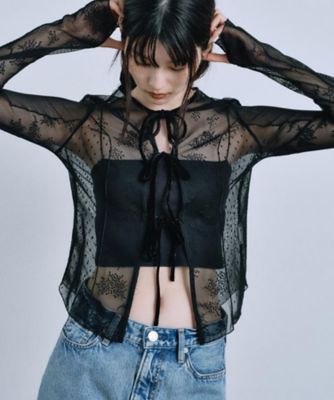 ＜CODE A (Women)＞ｔｕｌｌｅ　ｌａｃｅ　ｒｉｂｂｏｎ　ｂｌｏｕｓｅ（２００２５４４３２６）