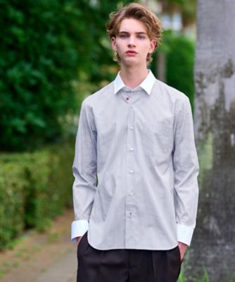 レギュラーカラークレリック ストライプドレスシャツ