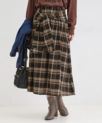 ＜SHOO LA RUE (Women)＞【Ｓ－ＬＬ／２ＷＡＹ】取り外しのできる　シャツ腰巻パーツつきチェック柄スカート（２００２５４４３７１）