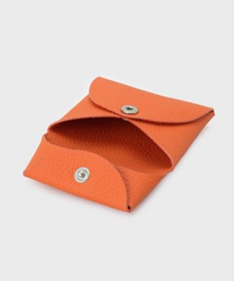 メゾンタクヤオレンジ レザー コインケース Compact Wallet w/ Coin CaseGerman Shrunken Calf×LambTitanium
