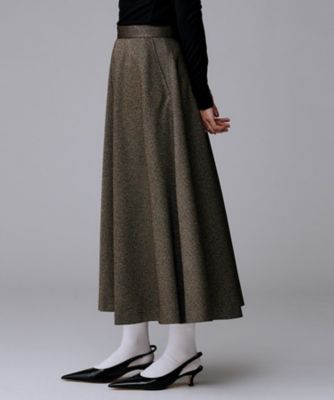 ミディ丈／ウール混】クラシカルヘリンボーン ラメスカート