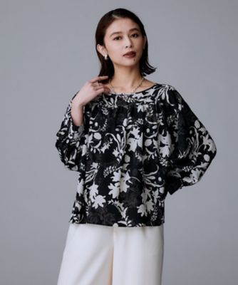 アンタイトル　エッセンシャルクルー　シフォン素材　ジオメ柄　ボウタイワンピース アンタイトル エッセンシャルクルー シフォン素材 ジオメ柄