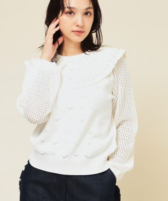 ＜SUNAUNA (Women)＞【ＣＯＬＬＥＣＴＩＯＮ　ＬＩＮＥ】透かしパール調ニット（２００２５４４５９２）