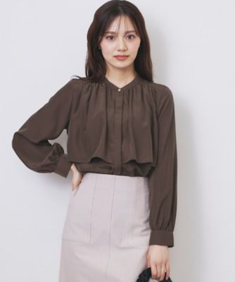 index (Women)/インデックス サテンバンドカラーブラウス【洗濯機OK/イージーアイロン】(2002544598) チャ044 トップス【三越伊勢丹/公式】