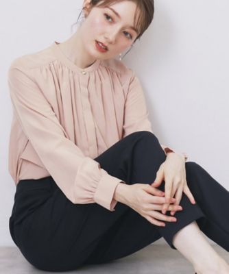 index (Women)/インデックス サテンバンドカラーブラウス【洗濯機OK/イージーアイロン】(2002544598) ピンク070 トップス【三越伊勢丹/公式】