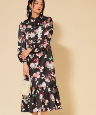 SUNAUNA (Women)/スーナウーナ【COLLECTION LINE】チャイナ花柄ワンピース(2002544627) クロ119 ワンピース・ドレス【三越伊勢丹/公式】