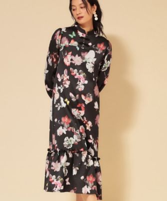 sunauna ワンピース スーナウーナ 花柄 チャイナドレス 赤 COLLECTION LINE】チャイナ花柄ワンピース