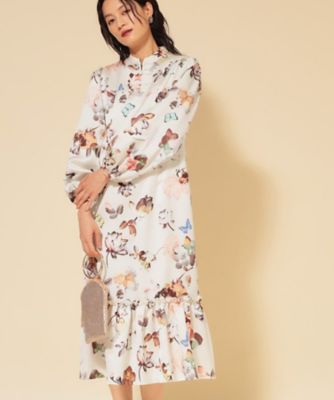 SUNAUNA (Women)/スーナウーナ【COLLECTION LINE】チャイナ花柄ワンピース(2002544627) ベージュ150 ワンピース・ドレス【三越伊勢丹/公式】