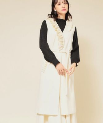 SUNAUNA (Women)/スーナウーナ【COLLECTION LINE】フリルスリーブレスジレ(2002544632) シロ004 アウター【三越伊勢丹/公式】