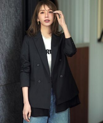 ＜DRESSTERIOR (Women)＞【モデル美香×ＤＲＥＳＳＴＥＲＩＯＲ】コラボレーション　プリーツ付きダブルブレストジャケット（２００２５４４６６６）