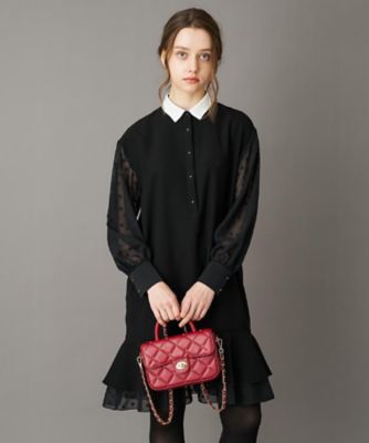 ＜DRESSTERIOR (Women)＞【ｏｔｏｎａＭＵＳＥ　１１月号掲載】ダブルクロスボリュームスリーブミニワンピース（２００２５４４６７９）