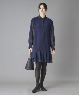 ダブルクロスボリュームスリーブミニワンピース