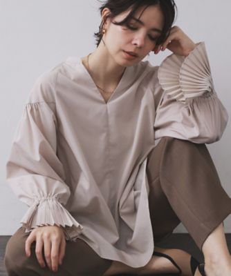 【SALE】OPAQUE.CLIP (Women)/オペークドットクリップ プリーツキャンディスリーブブラウス(2002544713) ベージュ051 トップス【三越伊勢丹/公式】