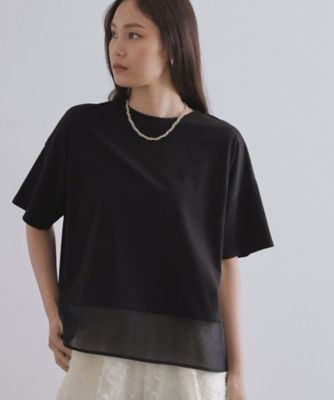 【SALE】OPAQUE.CLIP (Women)/オペークドットクリップ 裾シアードッキングボクシーTシャツ(2002544714) クロ019 トップス【三越伊勢丹/公式】