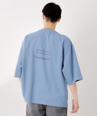 配色刺繍6分袖Tシャツ 【ビッグシルエット／洗濯機OK