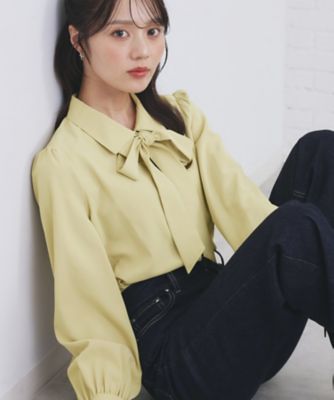 index (Women)/インデックス 2枚衿ボウタイブラウス【洗濯機OK/防シワ/イージーアイロン】(2002544813) イエロー031 トップス【三越伊勢丹/公式】