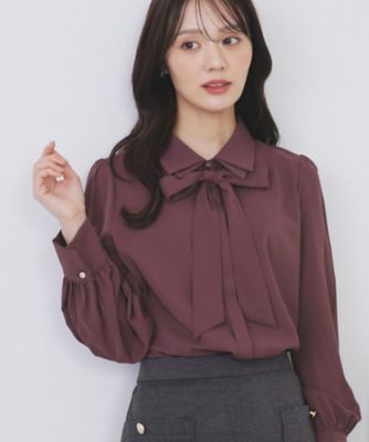 index (Women)/インデックス 2枚衿ボウタイブラウス【洗濯機OK/防シワ/イージーアイロン】(2002544813) アカ064 トップス【三越伊勢丹/公式】