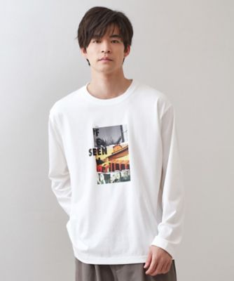 フォトグラフプリント長袖Tシャツ【洗濯機OK